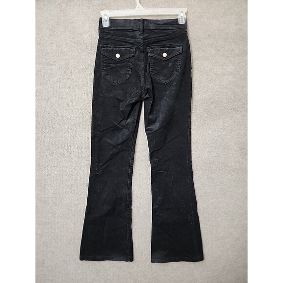 Gap 70s High Rise Flare Corduroy Pants Womens 2 26 Black Flap Pockets Stretch - Picture 4 of 8